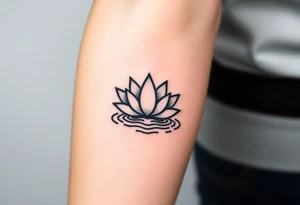 serene lotus flower emerging from sacred waters with ripples tattoo idea