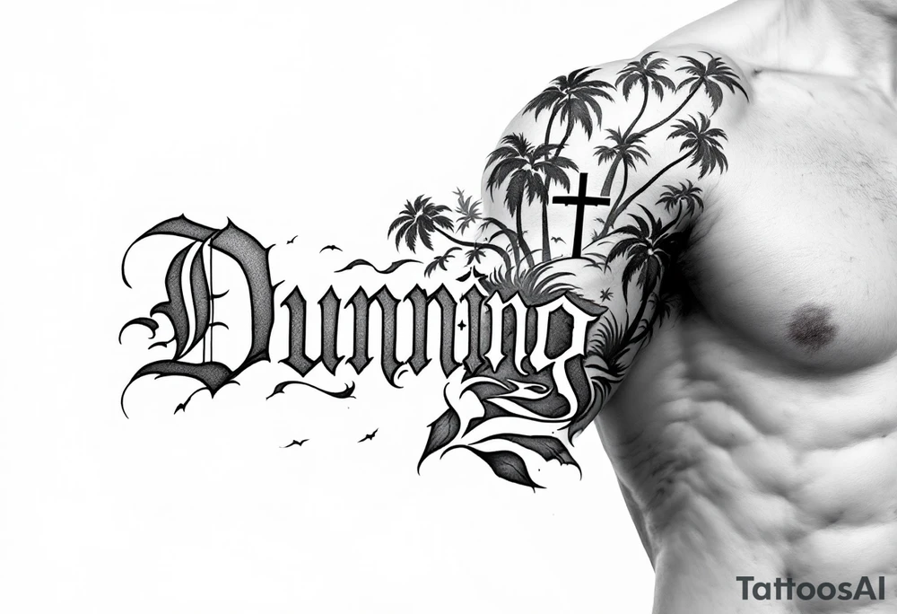Dunning, Romanian theme with palm trees, cross,angels tattoo idea Dunning, Romanian theme with palm trees, cross,angels tattoo idea