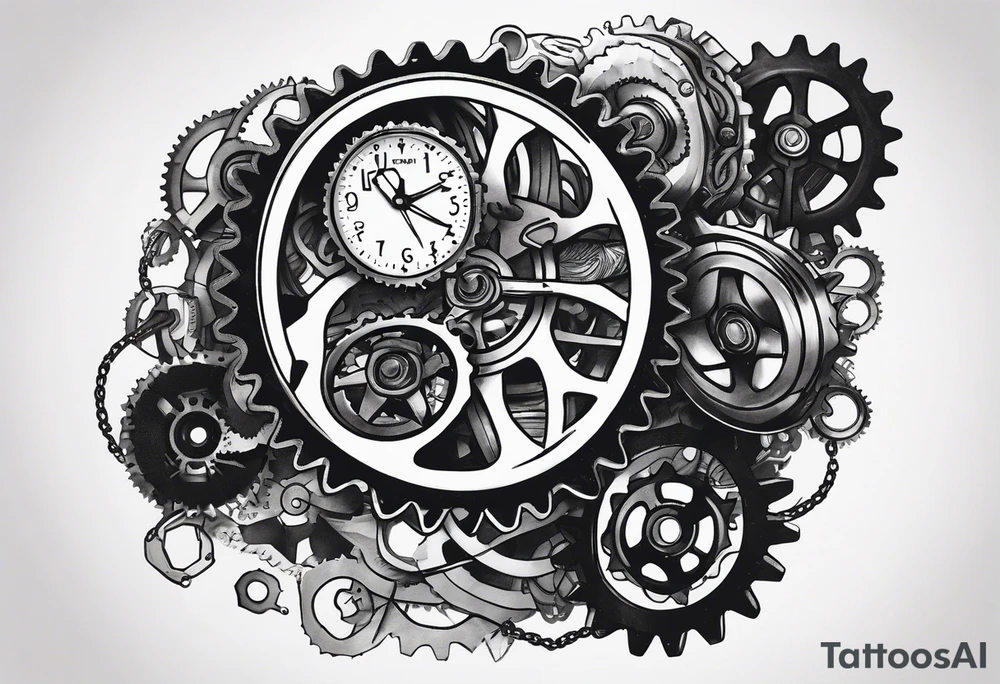 bicycle gear and chain as watch around wrist tattoo idea
