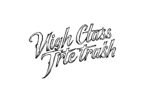 Script tattoo in fancy lettering of High Class White Trash tattoo idea