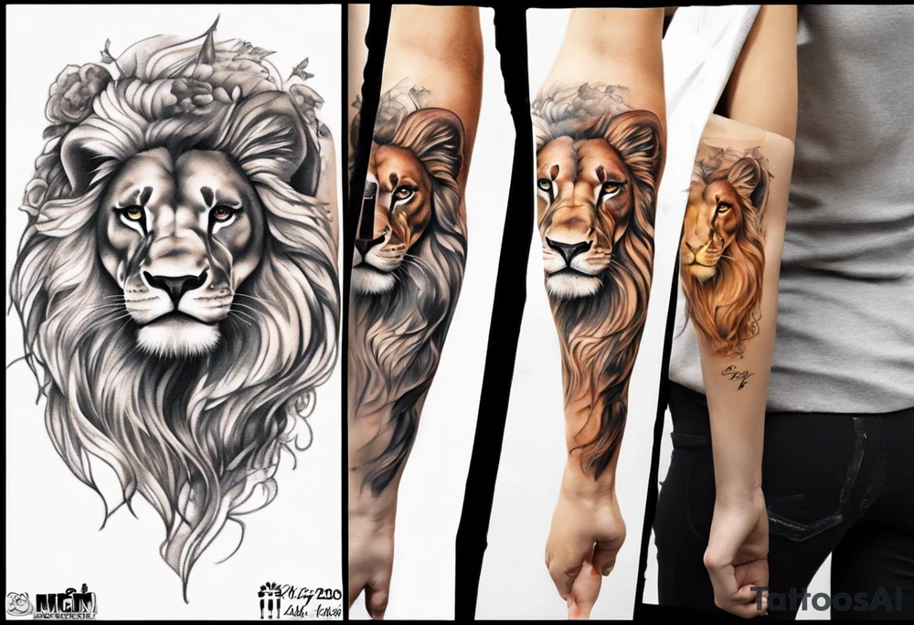 Half lion Half woman tattoo idea
