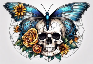 dry bones come alive flowers and butterflies tattoo idea