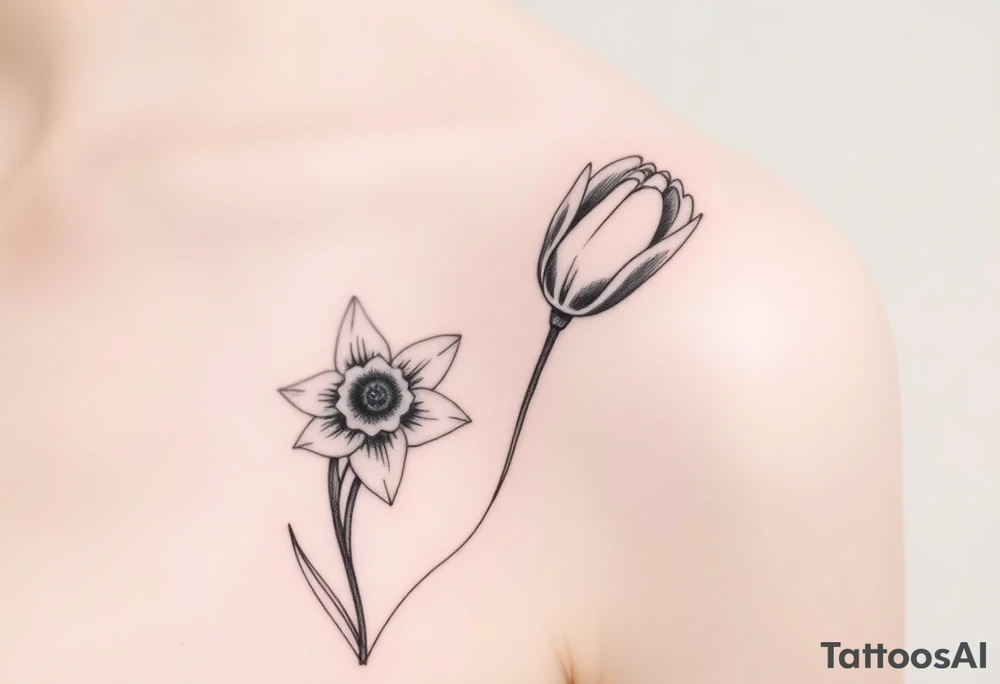 Daffodil and Tulip tattoo idea