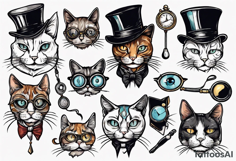 A cat with a monocle tattoo idea