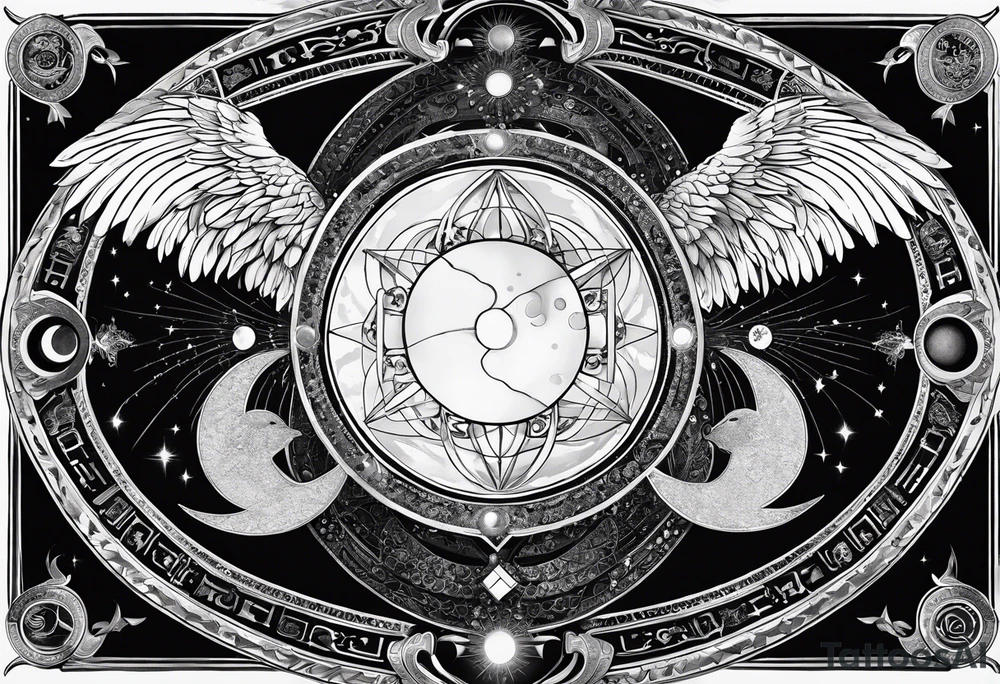 Astrology, Gemini, Natal Chart, angelic, soul mates, vision, planetary, ying yang, the moon, third eye, armband tattoo idea