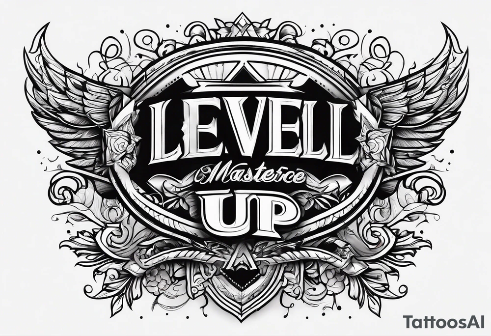 simple text saying "Level Up" tattoo idea