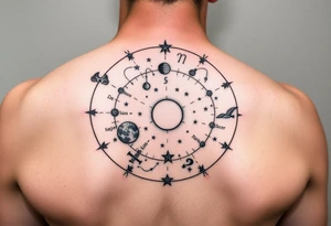 Zodiac constellation map with sagittarius mom two cancer kids and 2 aries kids with stars and Jupiter,  mars, and the moon as ruling planet tattoo add the zodiac constellations tattoo idea
