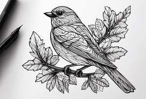 Bird oak tattoo idea