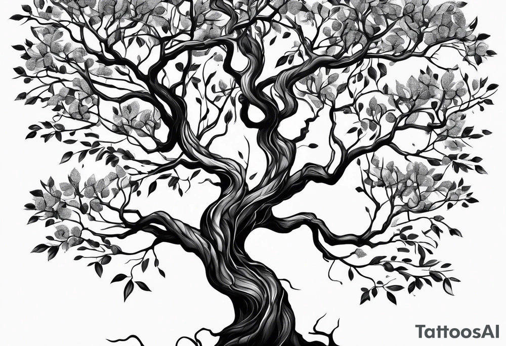 Left side tree branches tattoo idea