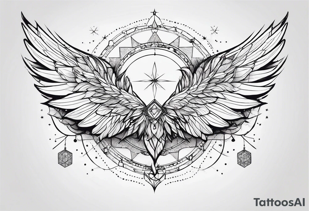 Constellation, wing , snow , géométric , flowe tattoo idea
