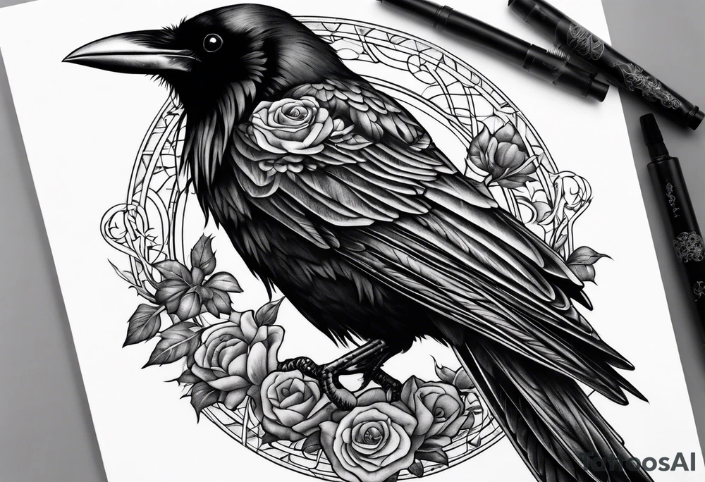 Goth girl raven garden tattoo idea