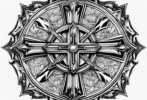 Maltese cross with negative space jesus on the cross in the middle tattoo idea