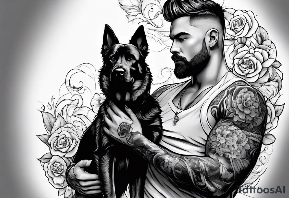 A man and his dog tattoo idea