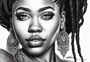 Black woman with locs and red dragon tattoo idea