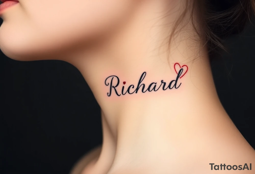 The name Richard in pretty handwriting with a heart for the dot on the i on my neck tattoo idea