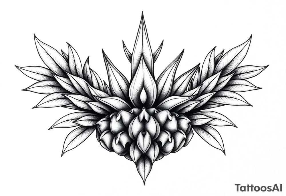 Majestic crown pineapple vagina anus tattoo idea