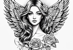 forearm tattoo
angel wing including a stylish rose with first name Isa encrypted tattoo idea