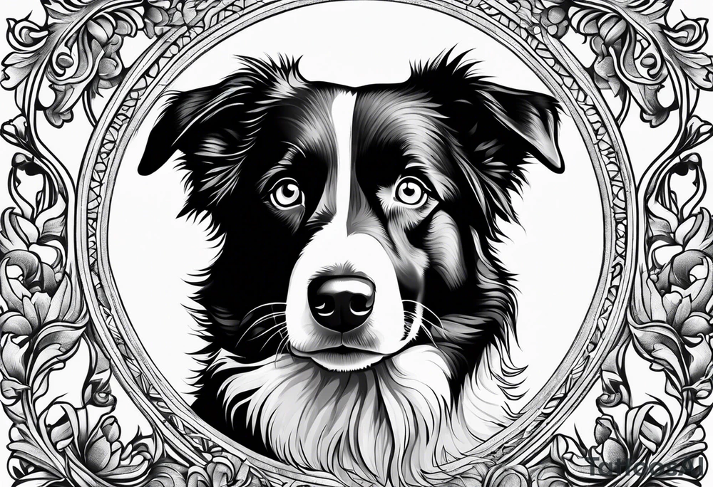 Tattoo of a border collie with one eye tattoo idea