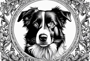Tattoo of a border collie with one eye tattoo idea