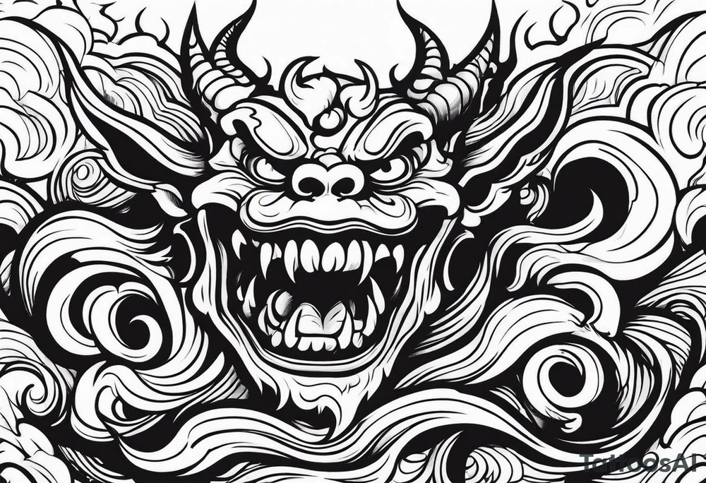 Demons in hell devil in background tattoo idea