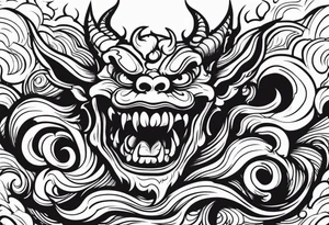 Demons in hell devil in background tattoo idea