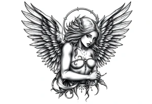 Goth angel beautiful tattoo idea