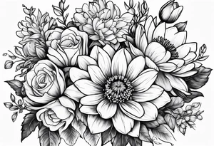 May november December February birth flower bouquet tattoo idea