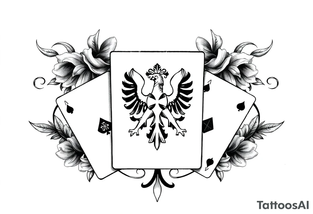 poland symbol and poker cards tattoo idea