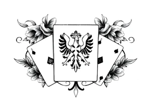 poland symbol and poker cards tattoo idea