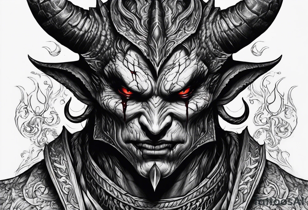 Dark demon with blood tattoo idea