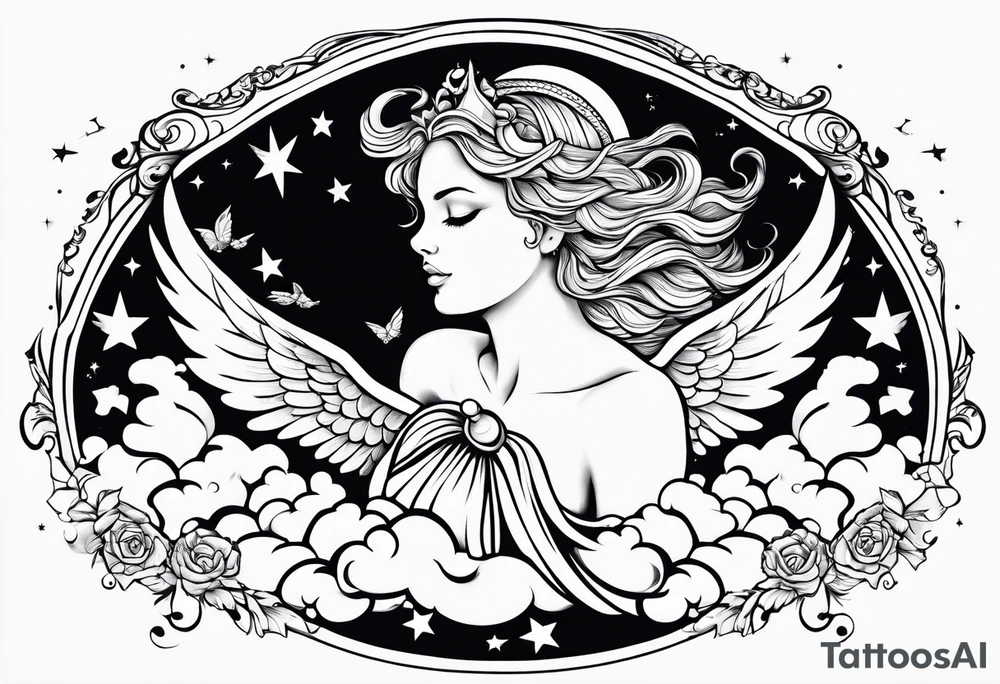 angel on a cloud tattoo idea