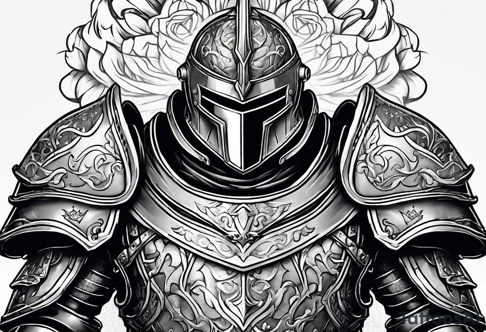 knight heavy armor surrounded tattoo idea