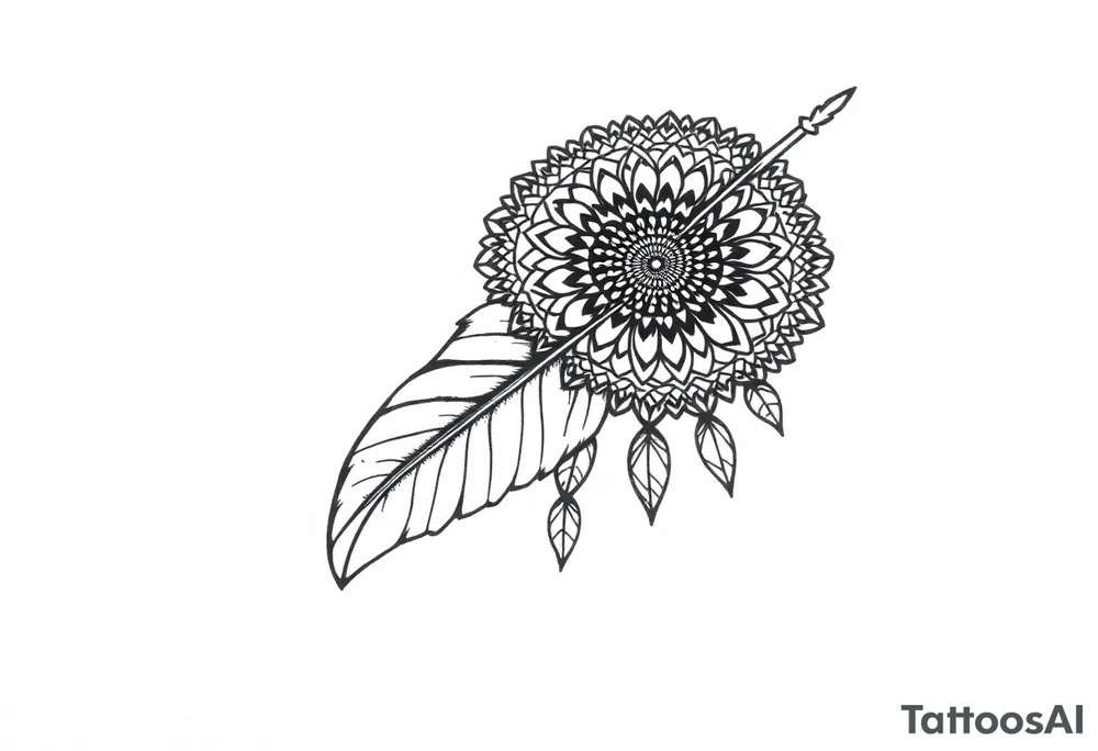 spiritual feather indian mandala shaman tattoo idea