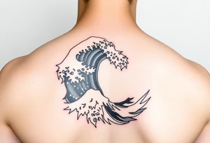 Kokeshi with great wave kimono tattoo idea