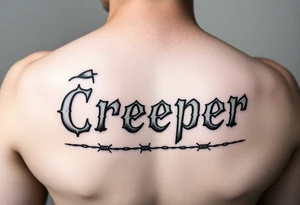 “Creeper” different fonts with barbed wire tattoo idea
