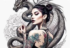 ballerina dancing with dragon tattoo idea