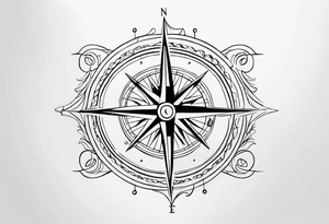 Tattoo along spine Compass 
Long north and south signs tattoo idea