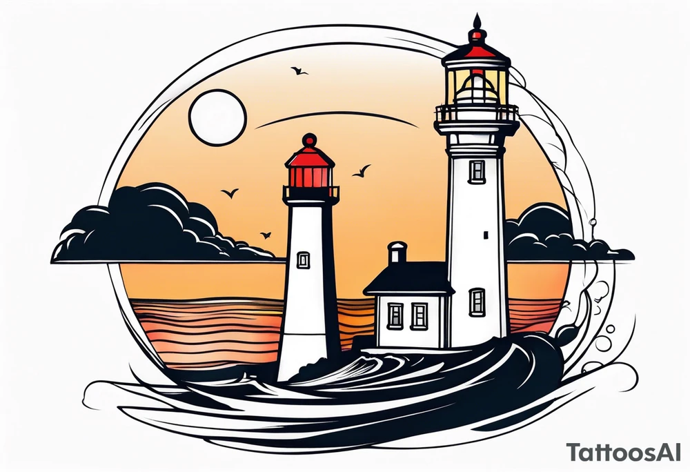 lighthouse evening tattoo idea