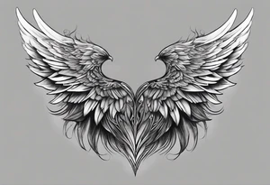 Dark feathered angel wing that encompasses left side of back aswell as top half of left arm and shoulder tattoo idea
