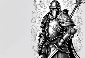 knight heavy armor surrounded tattoo idea