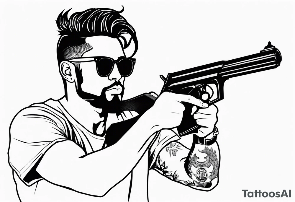 capricorn man with sunglasses and gun tattoo idea