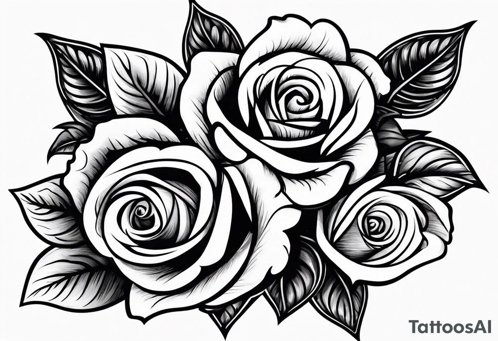 4 roses with a banner tattoo idea