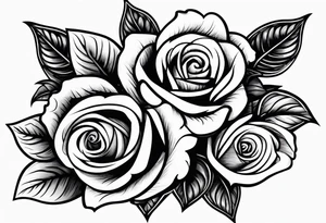 4 roses with a banner tattoo idea