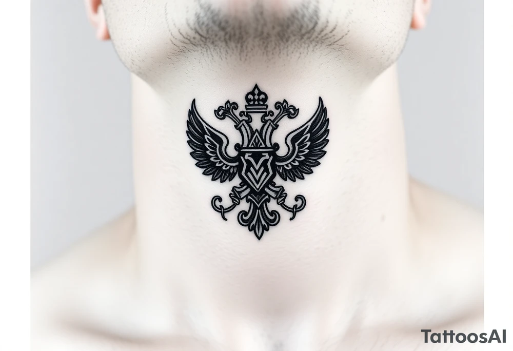 russian christian orthodox military neck design front facing tattoo idea