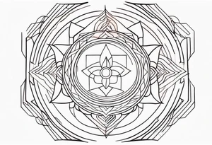 Geometric abstract tattoo, buddhism inspired tattoo idea