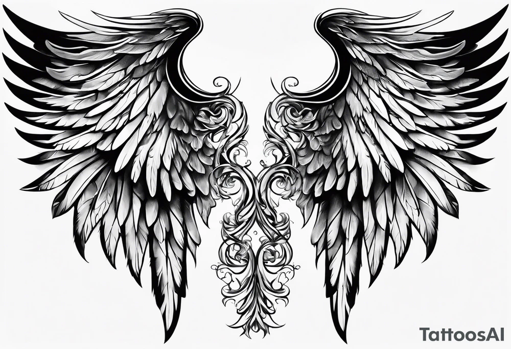 Angel wings with the numbers of 999 tattoo idea