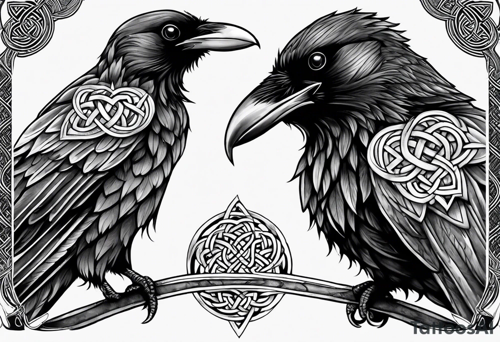 3 ravens made of Celtic knots tattoo idea
