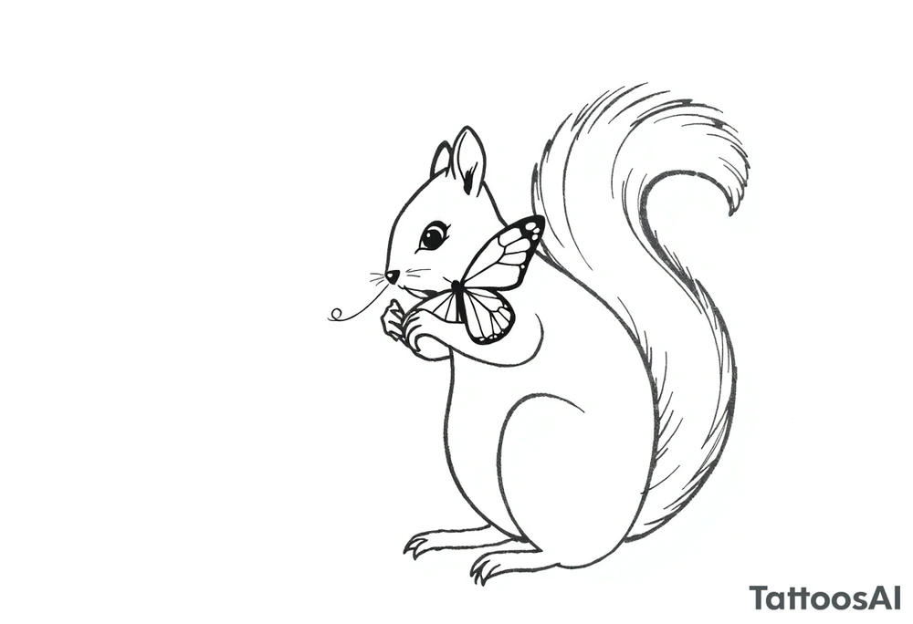 Squirrel holding butterfly tattoo idea