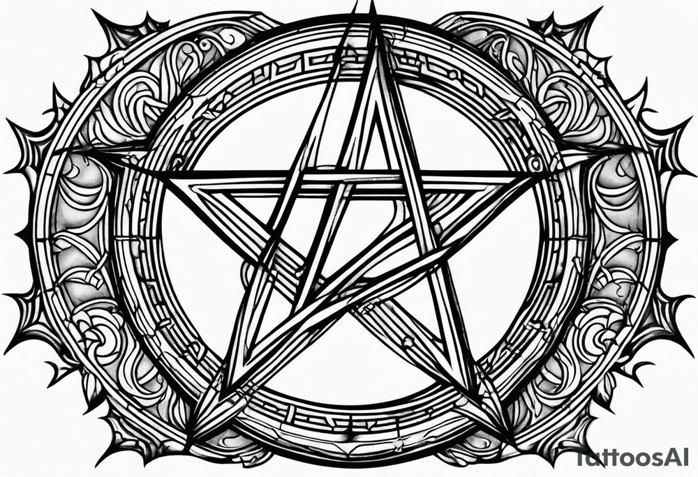 Pentagram eclipse dark tattoo idea