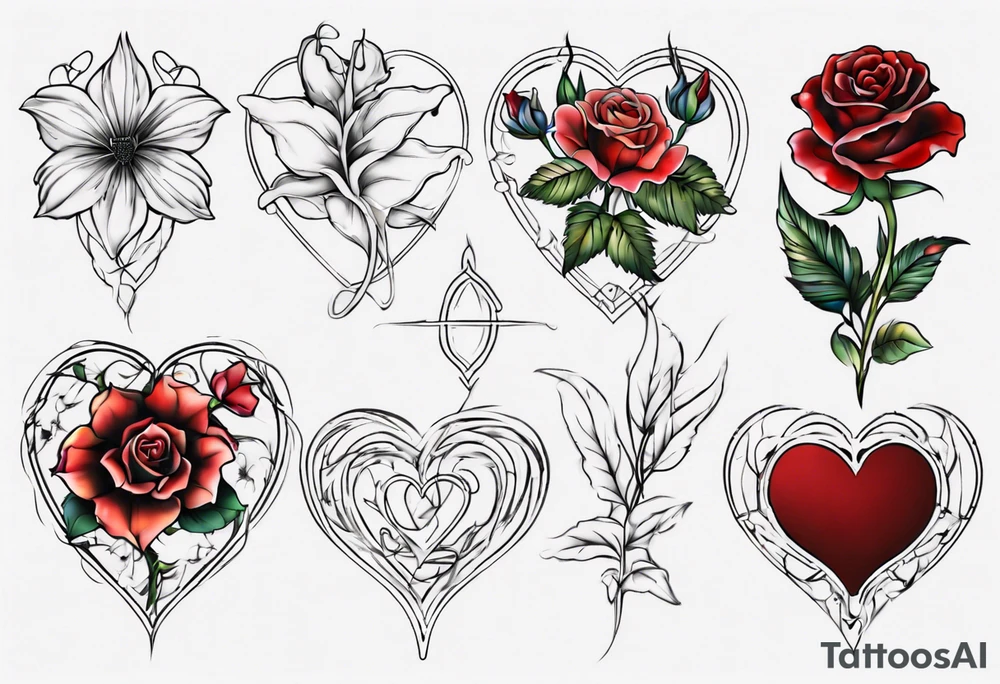 Flower outline of a heart tattoo idea